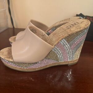 Brand new!! Wedge sandal with beading from INC